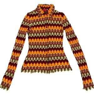Vintage Necessary Objects Textured Knit Button Up Shirt